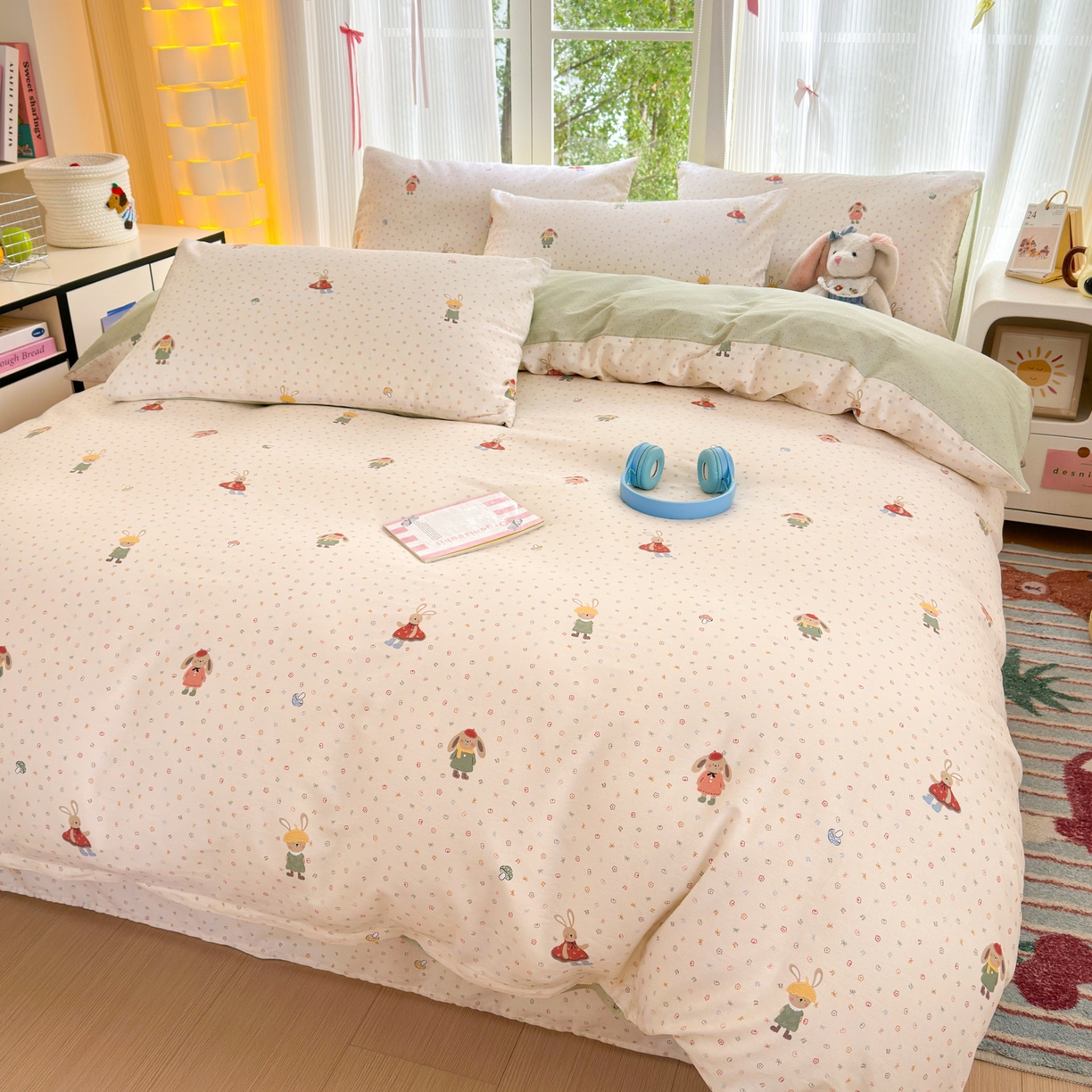 91家纺网 家纺一手货源 找家纺 清雅福 2025新款全棉柔软印花系列四件套 大耳朵