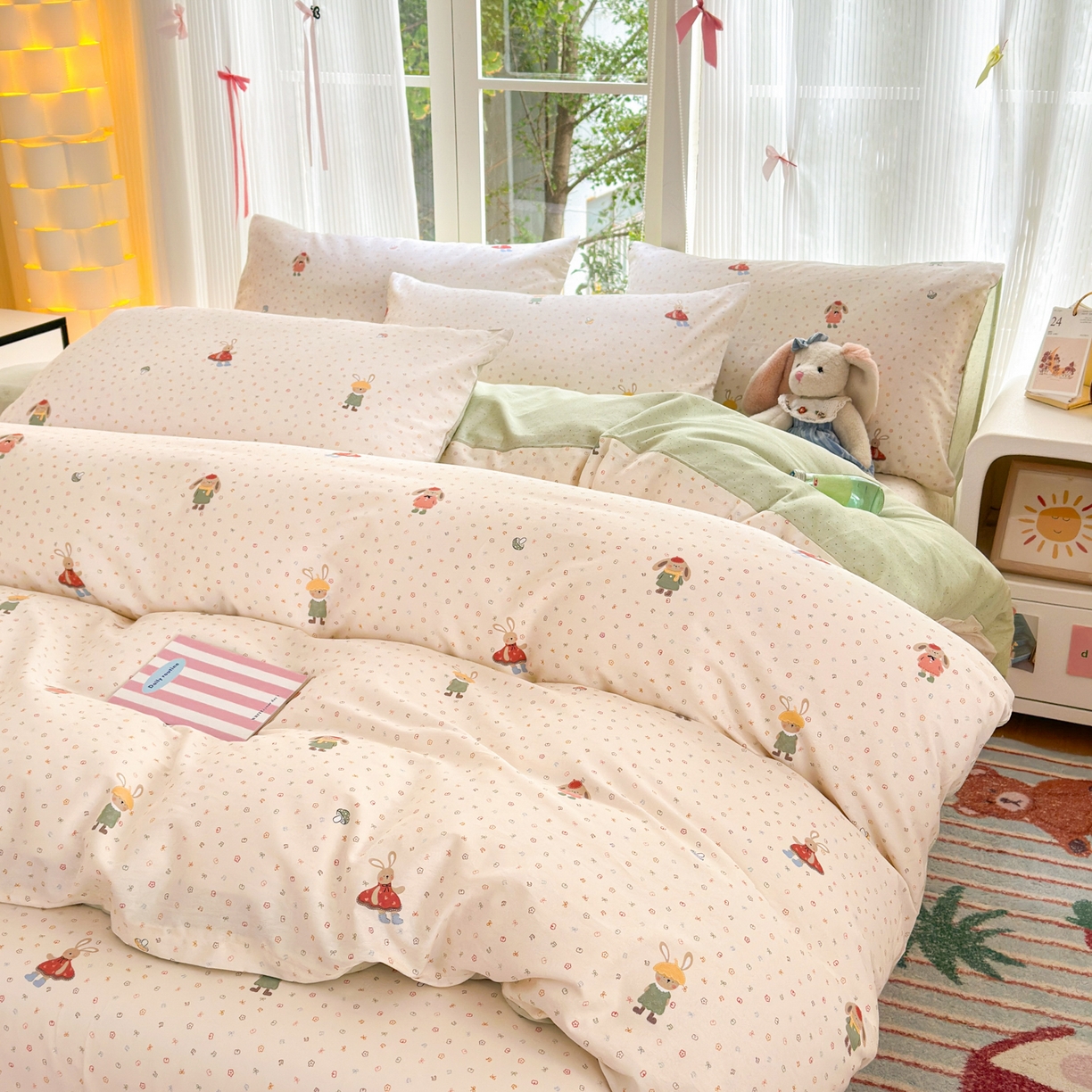 91家纺网 家纺一手货源 找家纺 清雅福 2025新款全棉柔软印花系列四件套 大耳朵