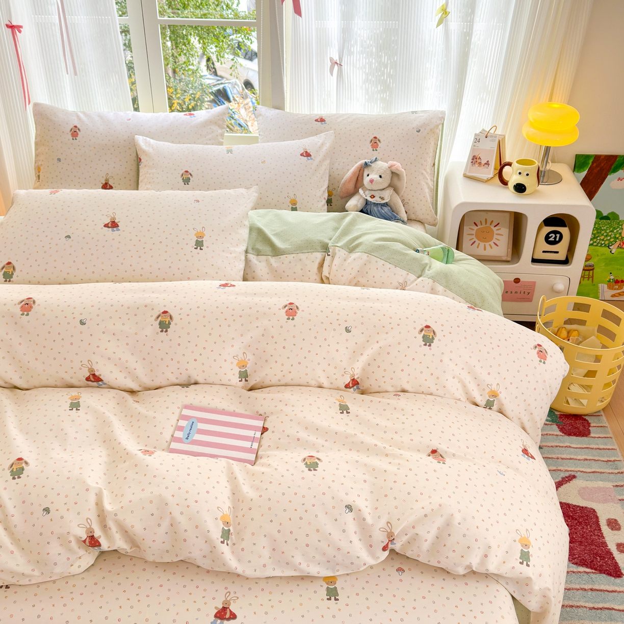 91家纺网 家纺一手货源 找家纺 清雅福 2025新款全棉柔软印花系列四件套 大耳朵