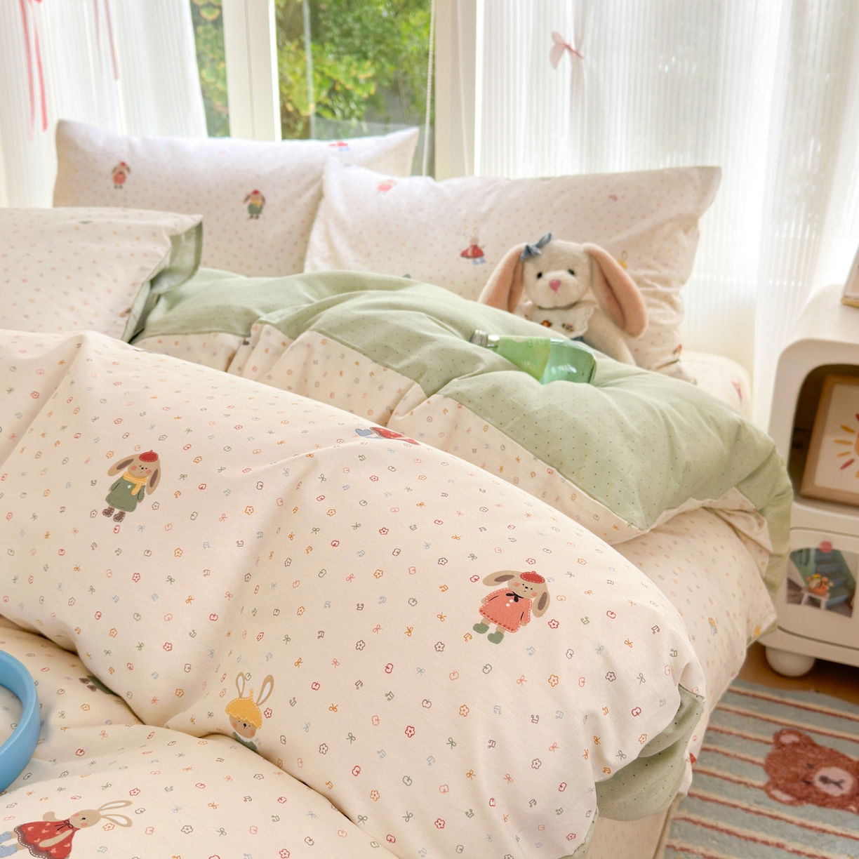 91家纺网 家纺一手货源 找家纺 清雅福 2025新款全棉柔软印花系列四件套 大耳朵