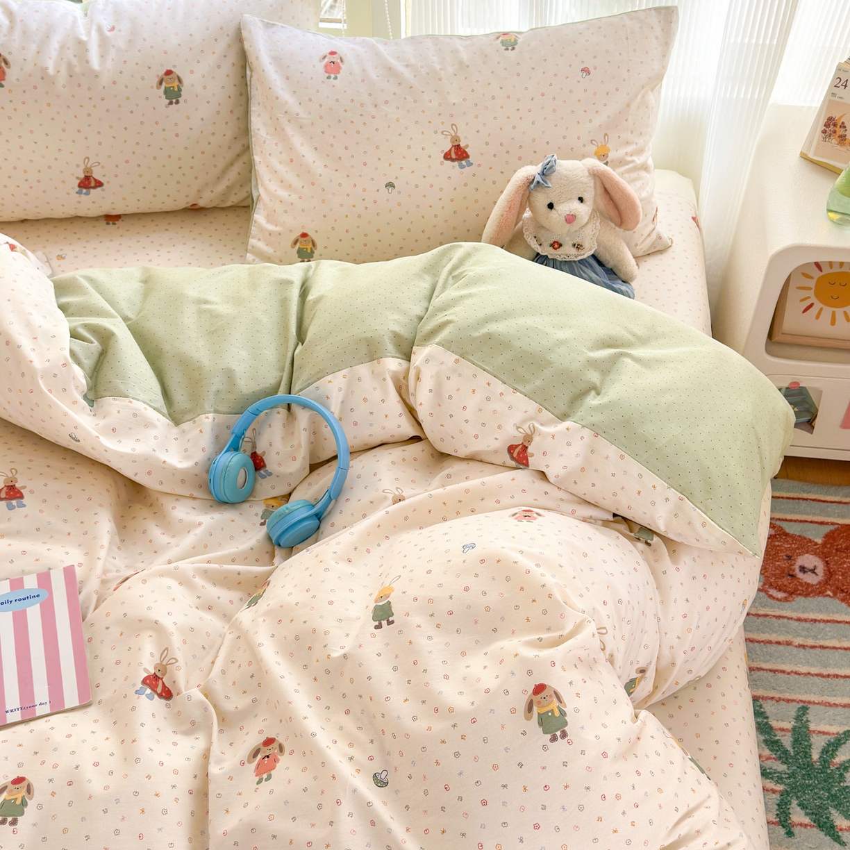 91家纺网 家纺一手货源 找家纺 清雅福 2025新款全棉柔软印花系列四件套 大耳朵