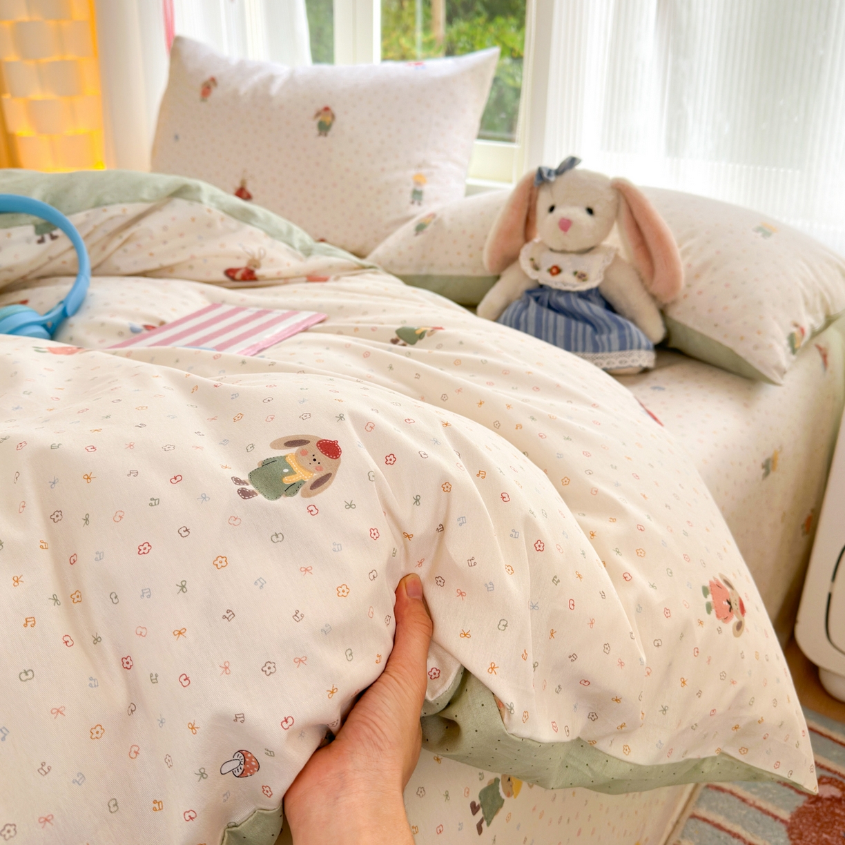 91家纺网 家纺一手货源 找家纺 清雅福 2025新款全棉柔软印花系列四件套 大耳朵