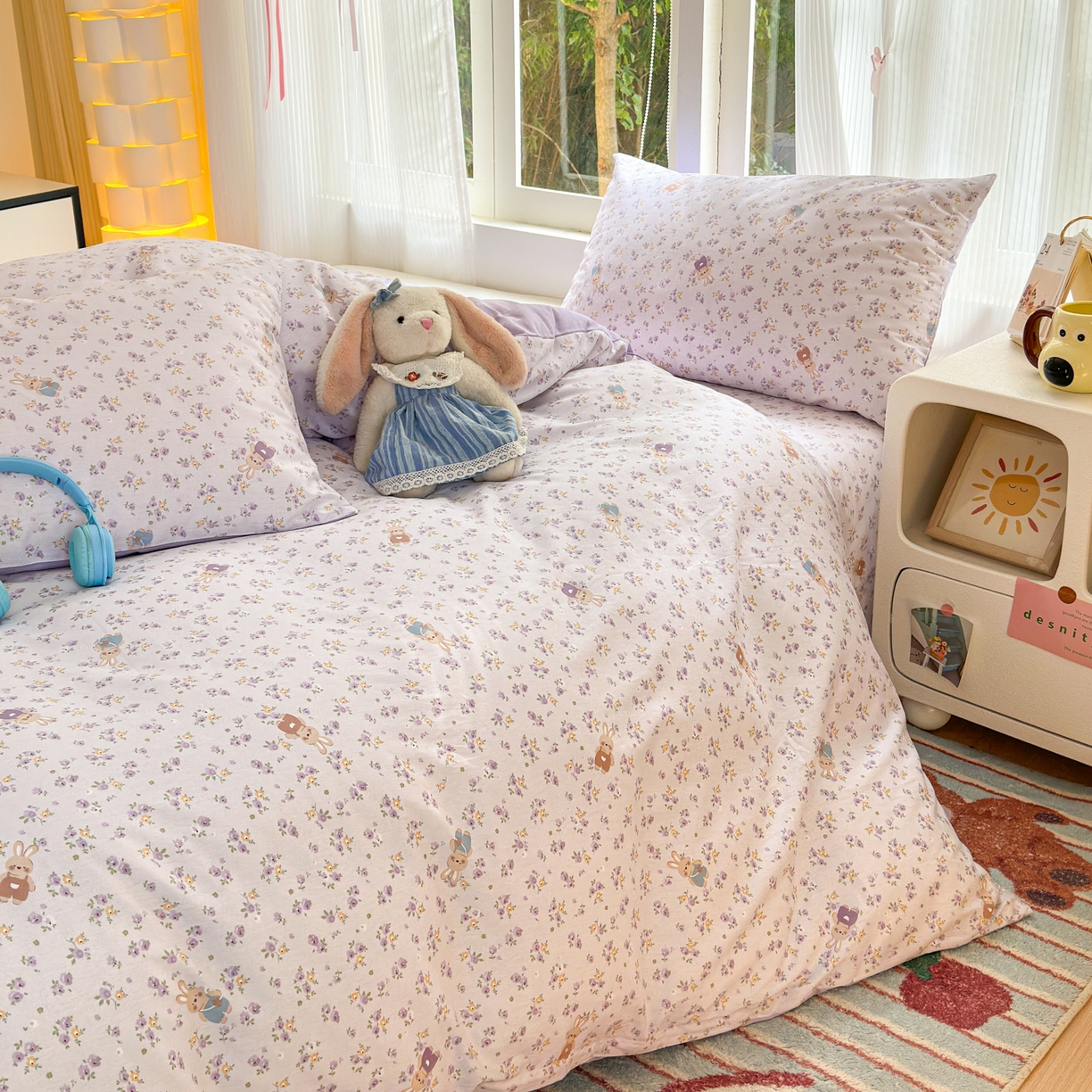 91家纺网 家纺一手货源 找家纺 清雅福 2025新款全棉柔软印花系列四件套 乖乖兔