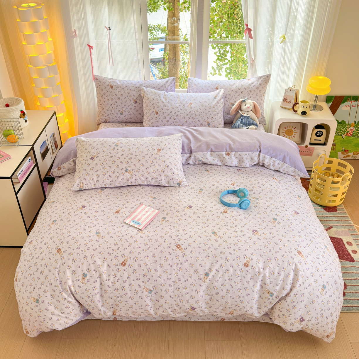 91家纺网 家纺一手货源 找家纺 清雅福 2025新款全棉柔软印花系列四件套 乖乖兔