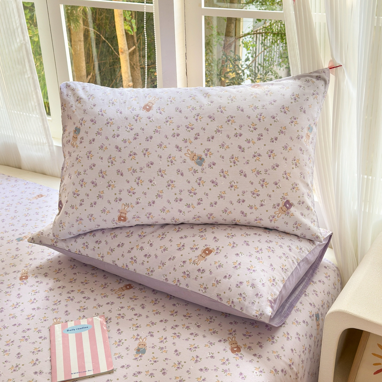 91家纺网 家纺一手货源 找家纺 清雅福 2025新款全棉柔软印花系列四件套 乖乖兔