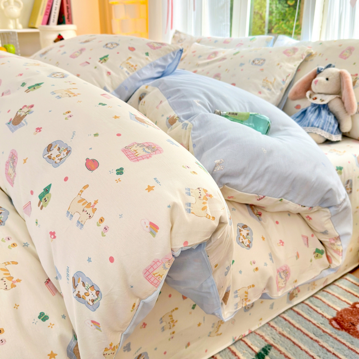 清雅福 2025新款全棉柔软印花系列四件套 滚滚绣球团