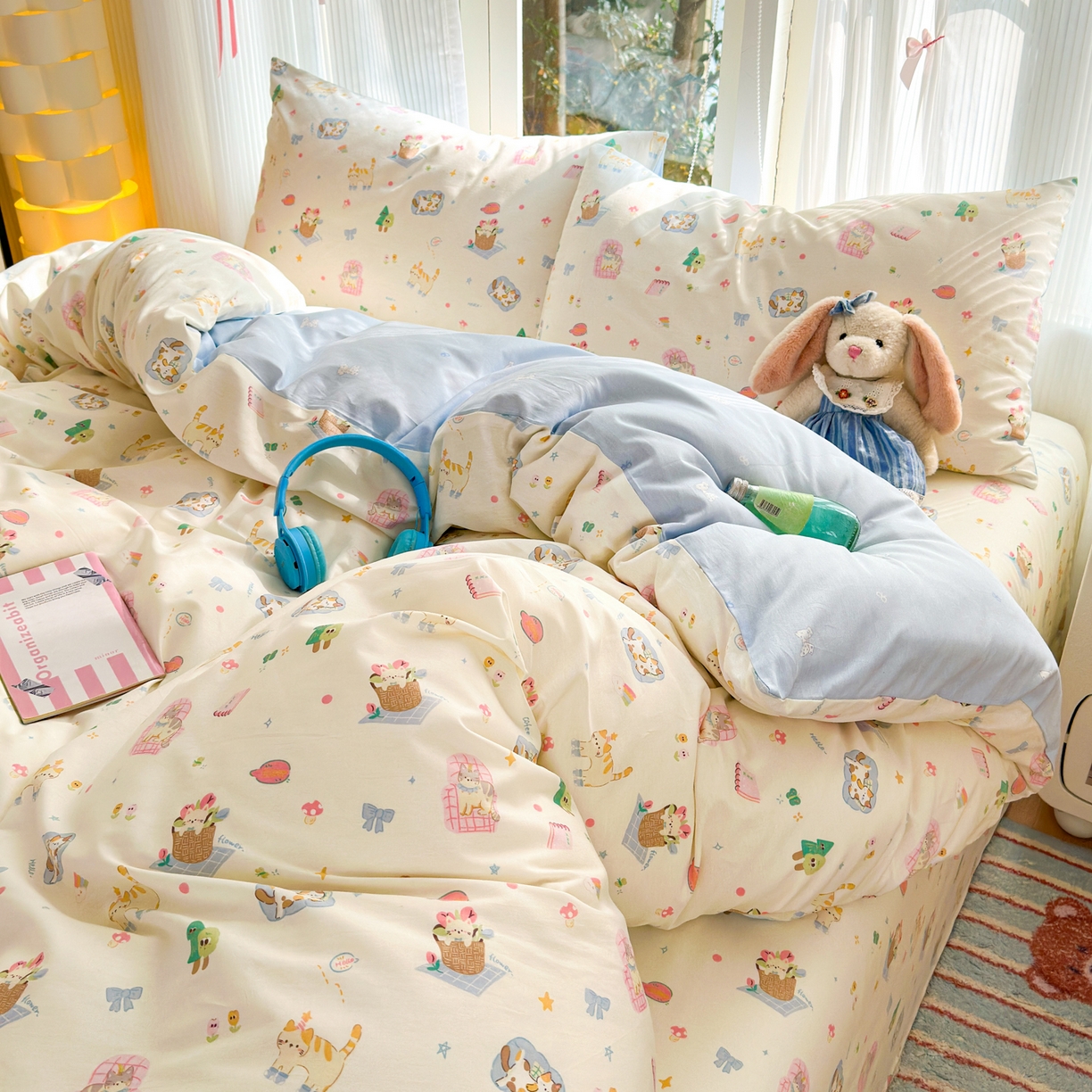 91家纺网 家纺一手货源 找家纺 清雅福 2025新款全棉柔软印花系列四件套 滚滚绣球团