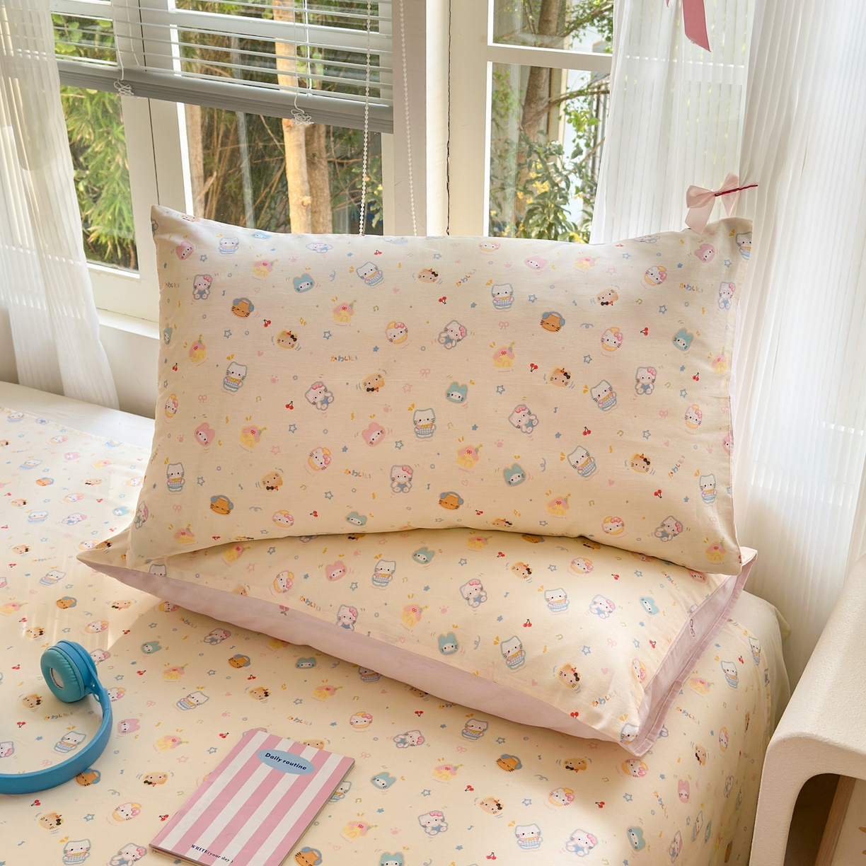 91家纺网 家纺一手货源 找家纺 清雅福 2025新款全棉柔软印花系列四件套 蜜罐猫猫