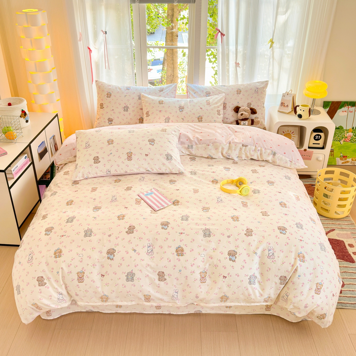 91家纺网 家纺一手货源 找家纺 清雅福 2025新款全棉柔软印花系列四件套 奶酪幼儿园