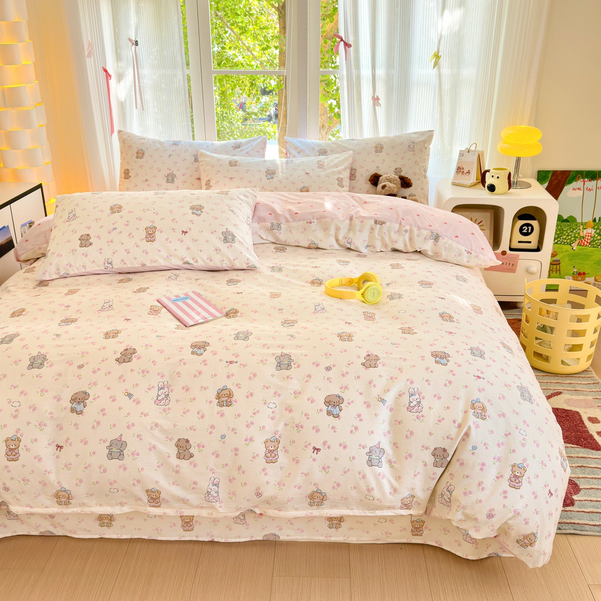 91家纺网 家纺一手货源 找家纺 清雅福 2025新款全棉柔软印花系列四件套 奶酪幼儿园