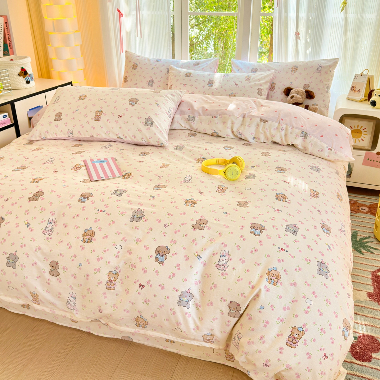 91家纺网 家纺一手货源 找家纺 清雅福 2025新款全棉柔软印花系列四件套 奶酪幼儿园