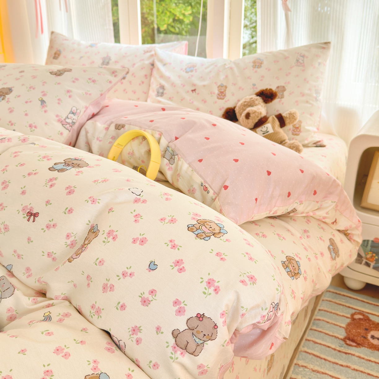 91家纺网 家纺一手货源 找家纺 清雅福 2025新款全棉柔软印花系列四件套 奶酪幼儿园