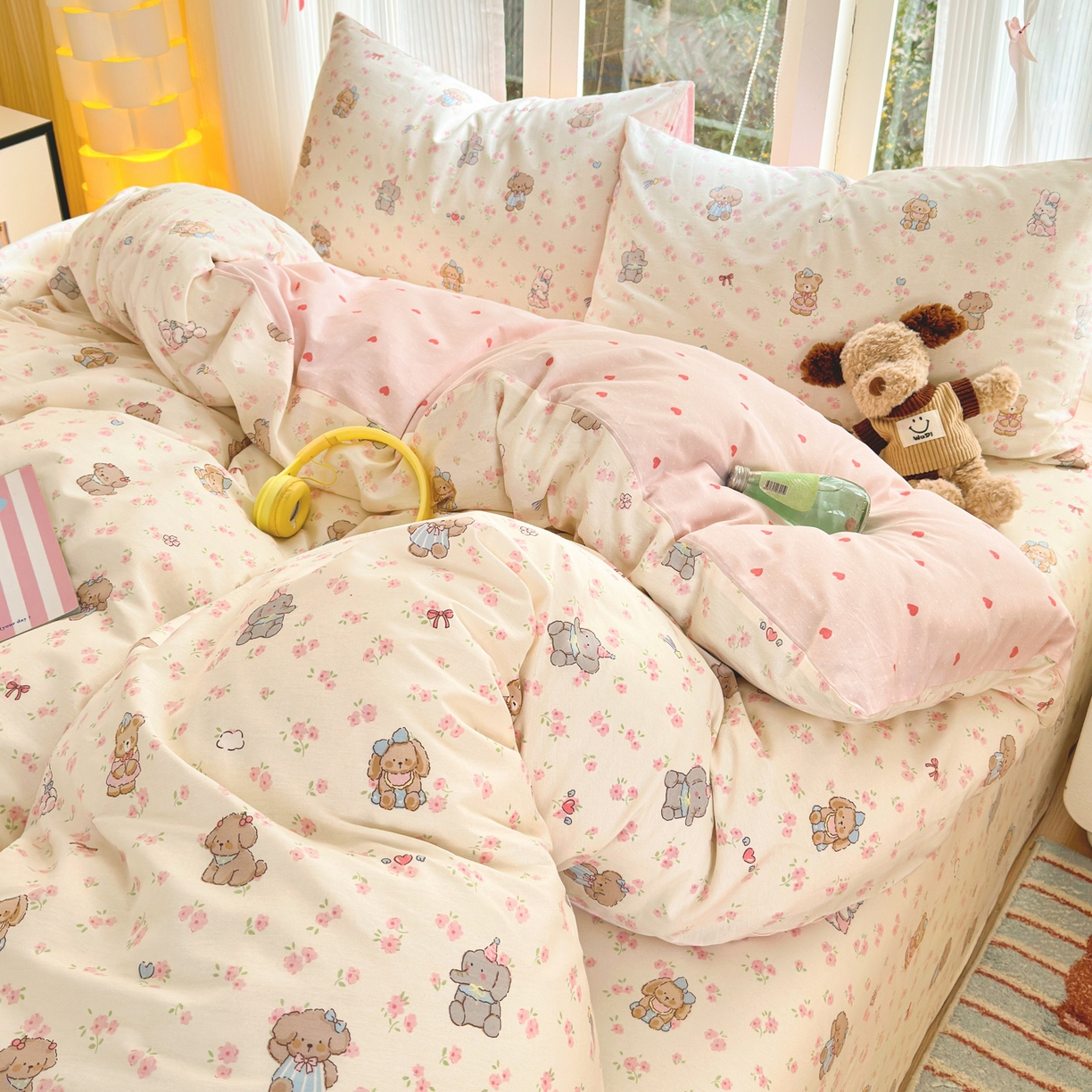 91家纺网 家纺一手货源 找家纺 清雅福 2025新款全棉柔软印花系列四件套 奶酪幼儿园