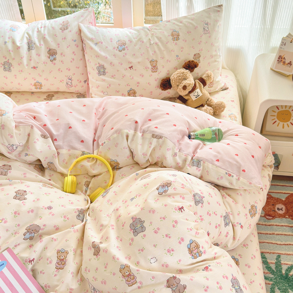 91家纺网 家纺一手货源 找家纺 清雅福 2025新款全棉柔软印花系列四件套 奶酪幼儿园