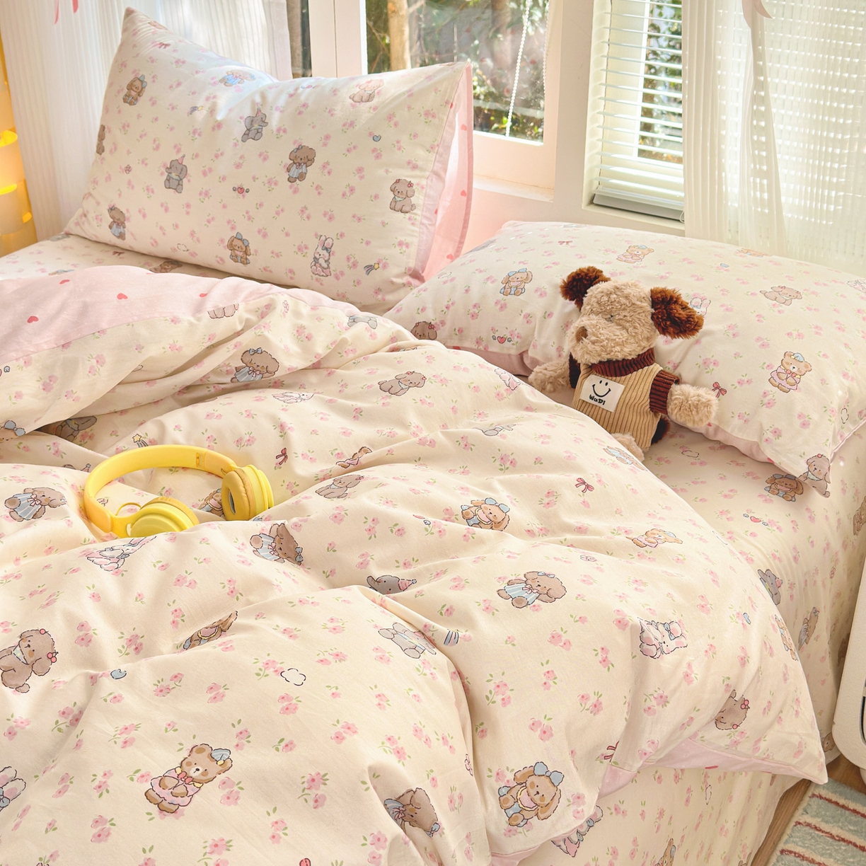 91家纺网 家纺一手货源 找家纺 清雅福 2025新款全棉柔软印花系列四件套 奶酪幼儿园