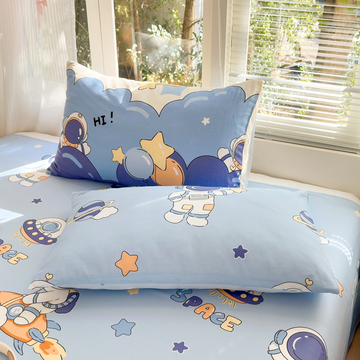 91家纺网 家纺一手货源 找家纺 清雅福 2025新款全棉柔软印花系列四件套 太空梦乐园