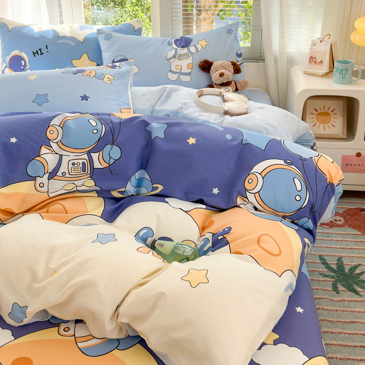 91家纺网 家纺一手货源 找家纺 清雅福 2025新款全棉柔软印花系列四件套 太空梦乐园