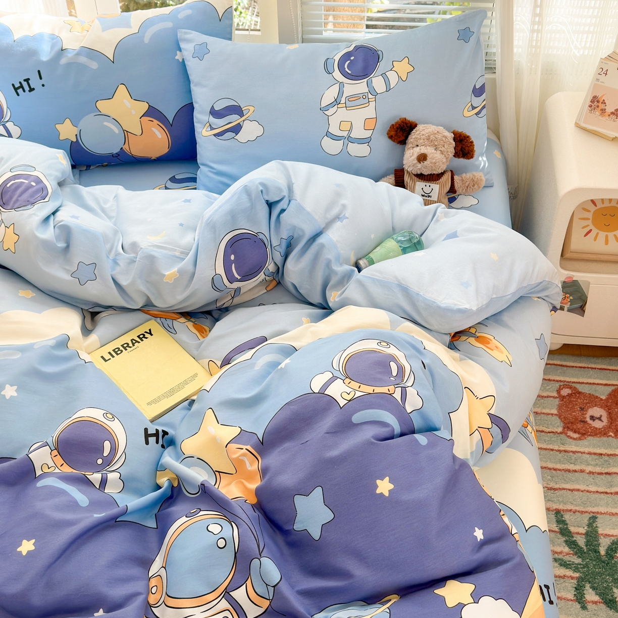 91家纺网 家纺一手货源 找家纺 清雅福 2025新款全棉柔软印花系列四件套 太空梦乐园