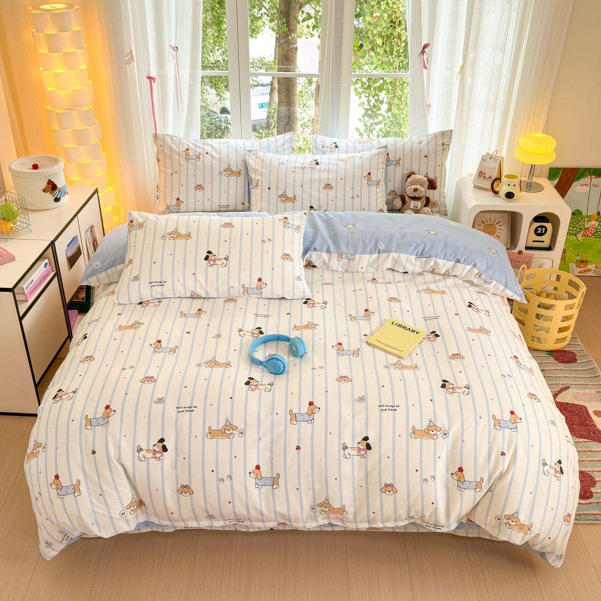 91家纺网 家纺一手货源 找家纺 清雅福 2025新款全棉柔软印花系列四件套 糖纸童年