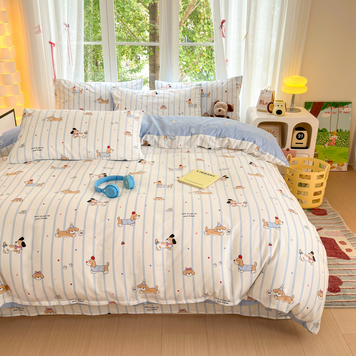 91家纺网 家纺一手货源 找家纺 清雅福 2025新款全棉柔软印花系列四件套 糖纸童年