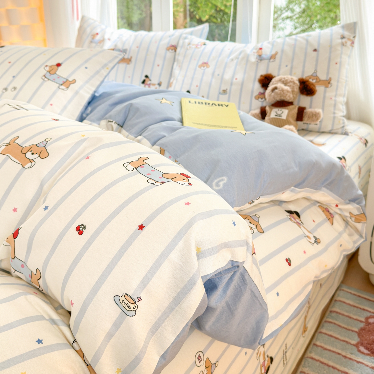 91家纺网 家纺一手货源 找家纺 清雅福 2025新款全棉柔软印花系列四件套 糖纸童年