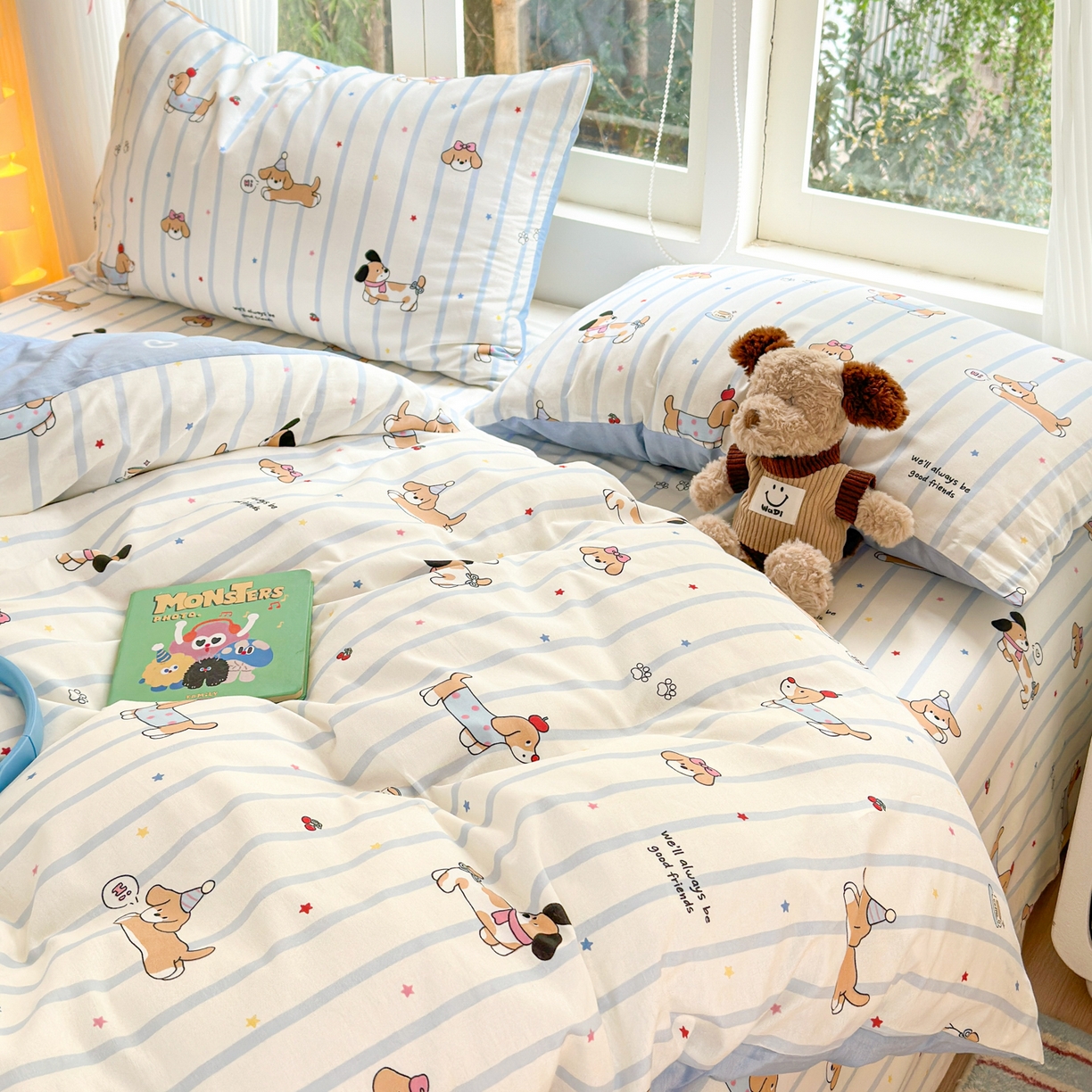 91家纺网 家纺一手货源 找家纺 清雅福 2025新款全棉柔软印花系列四件套 糖纸童年