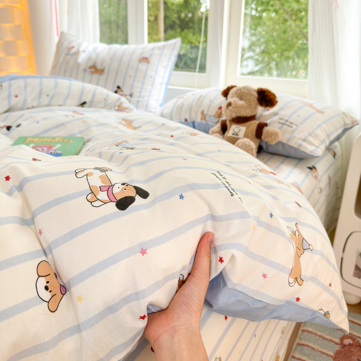 91家纺网 家纺一手货源 找家纺 清雅福 2025新款全棉柔软印花系列四件套 糖纸童年