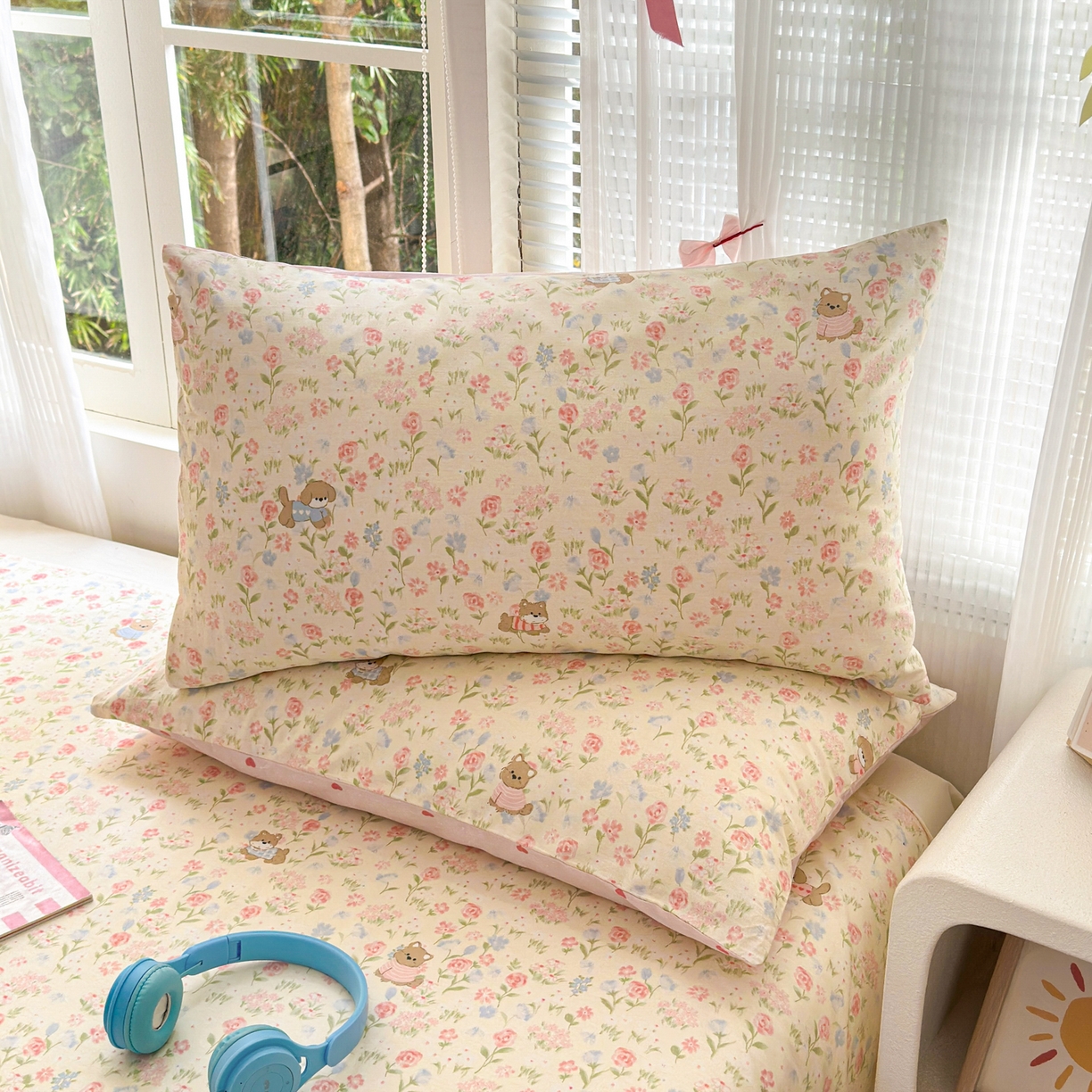 91家纺网 家纺一手货源 找家纺 清雅福 2025新款全棉柔软印花系列四件套 甜莓手记-米