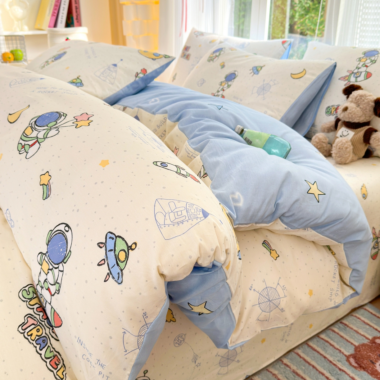 清雅福 2025新款全棉柔软印花系列四件套 星际仔仔