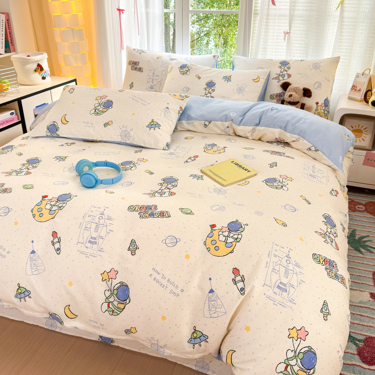 91家纺网 家纺一手货源 找家纺 清雅福 2025新款全棉柔软印花系列四件套 星际仔仔