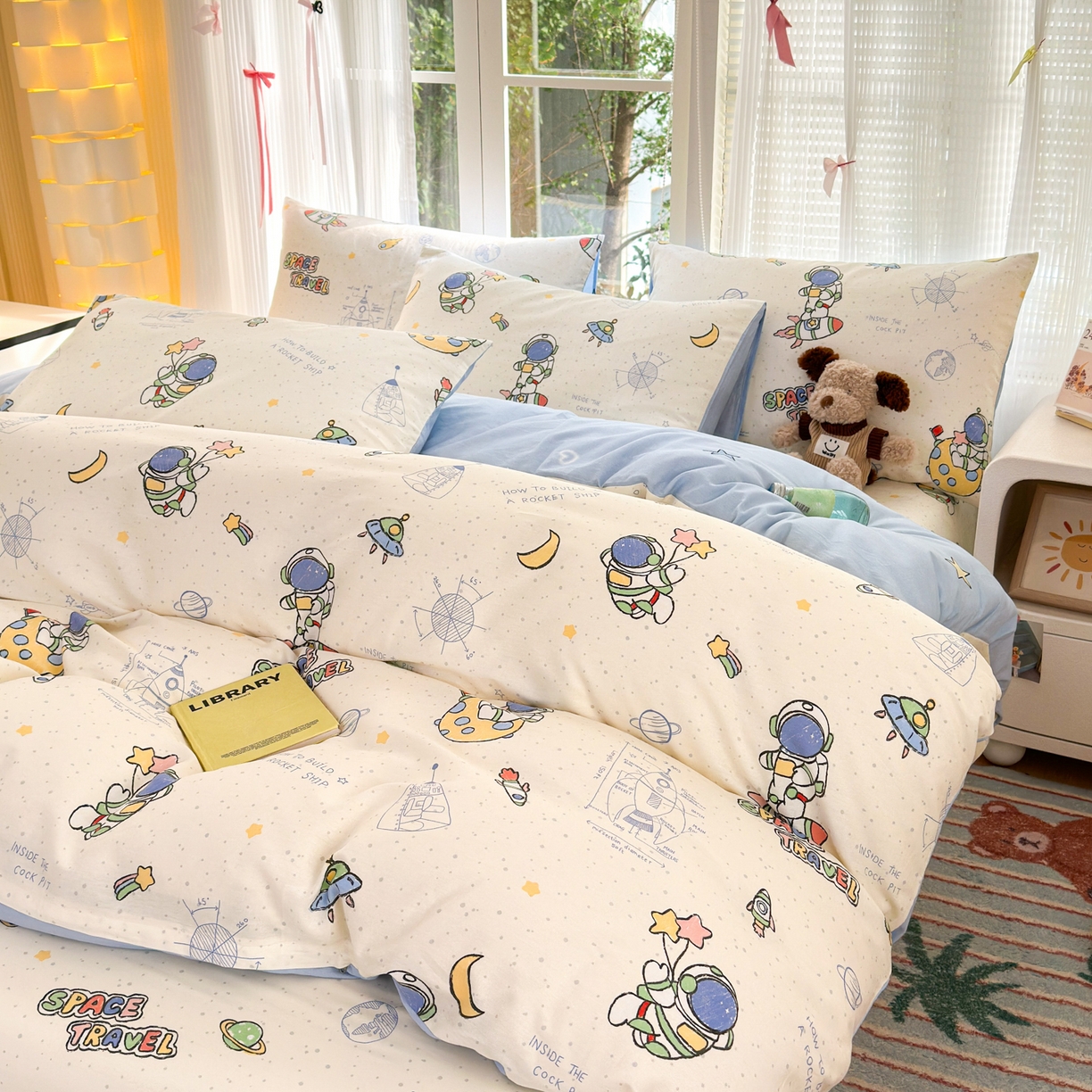 91家纺网 家纺一手货源 找家纺 清雅福 2025新款全棉柔软印花系列四件套 星际仔仔