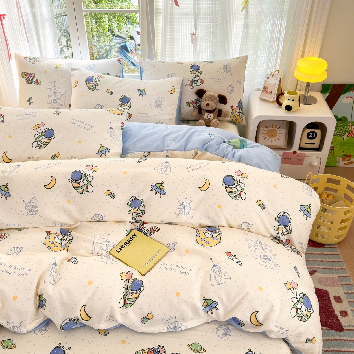 91家纺网 家纺一手货源 找家纺 清雅福 2025新款全棉柔软印花系列四件套 星际仔仔