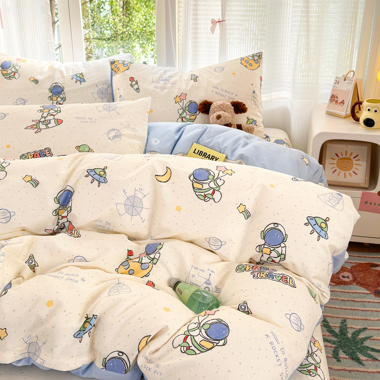 91家纺网 家纺一手货源 找家纺 清雅福 2025新款全棉柔软印花系列四件套 星际仔仔