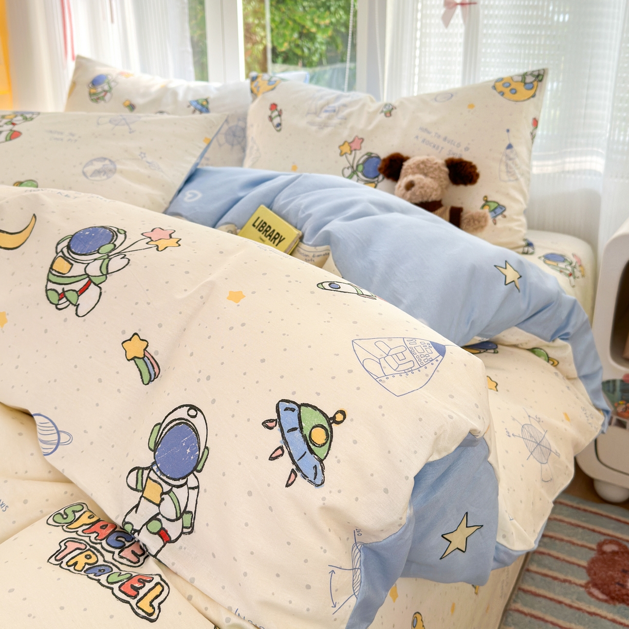 91家纺网 家纺一手货源 找家纺 清雅福 2025新款全棉柔软印花系列四件套 星际仔仔