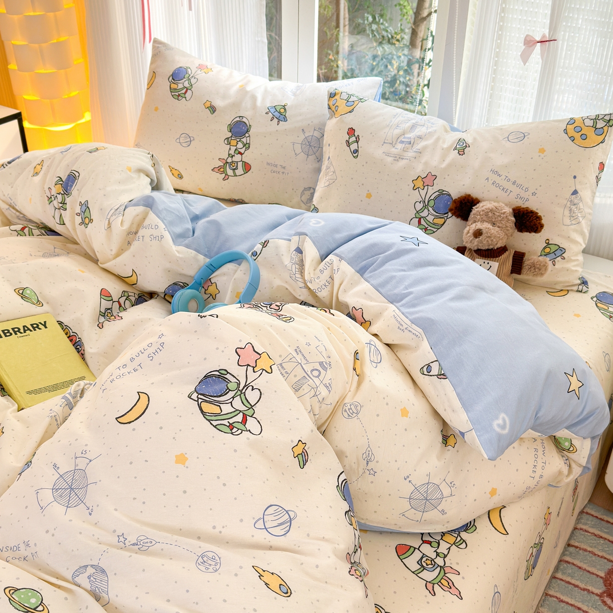 91家纺网 家纺一手货源 找家纺 清雅福 2025新款全棉柔软印花系列四件套 星际仔仔