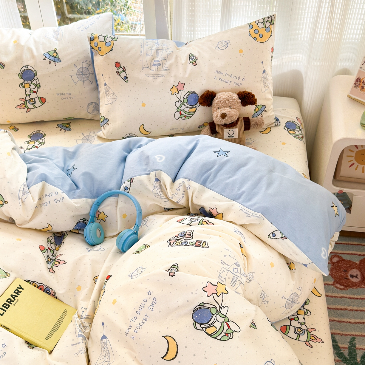 91家纺网 家纺一手货源 找家纺 清雅福 2025新款全棉柔软印花系列四件套 星际仔仔