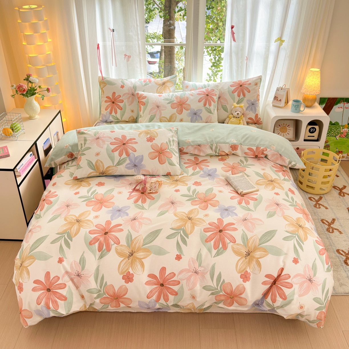 91家纺网 家纺一手货源 找家纺 清雅福 2025新款全棉柔软印花系列四件套 云裳花谷