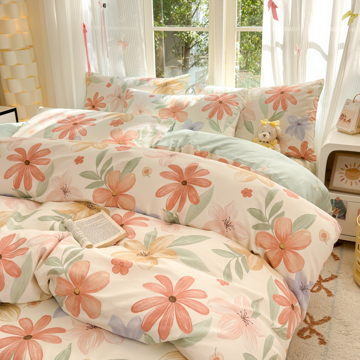 91家纺网 家纺一手货源 找家纺 清雅福 2025新款全棉柔软印花系列四件套 云裳花谷