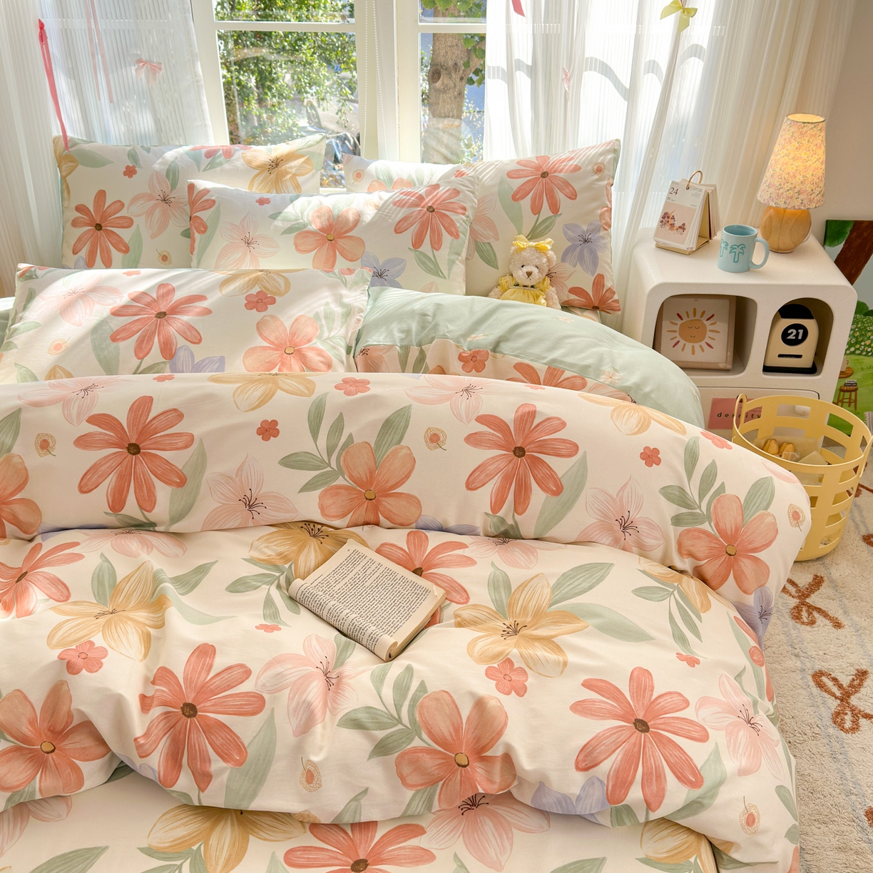 91家纺网 家纺一手货源 找家纺 清雅福 2025新款全棉柔软印花系列四件套 云裳花谷