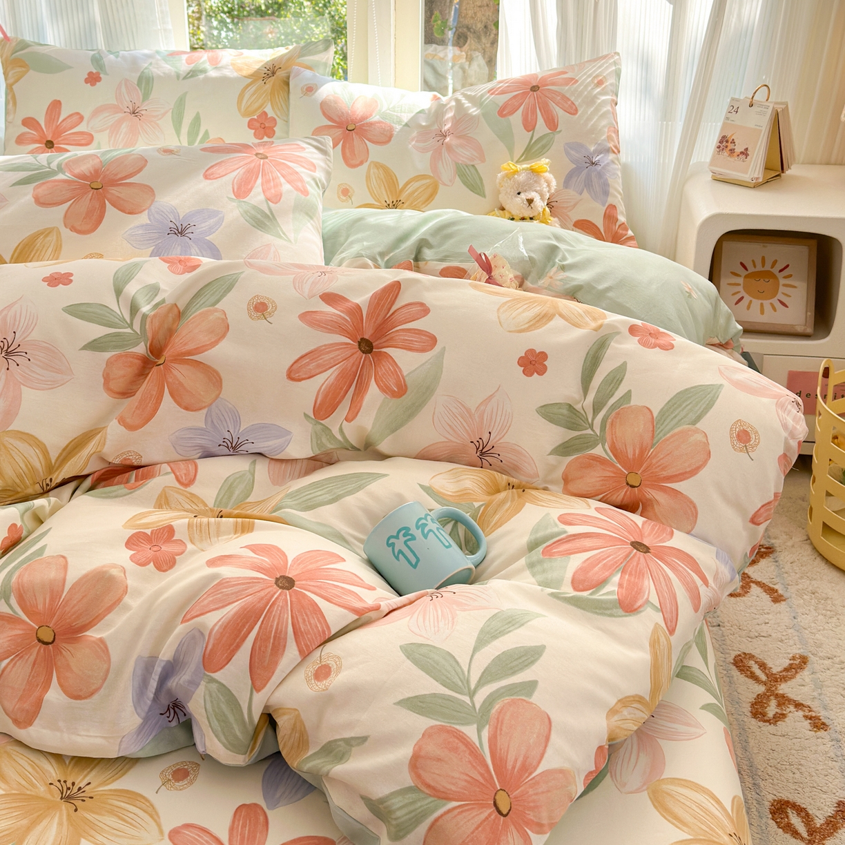 91家纺网 家纺一手货源 找家纺 清雅福 2025新款全棉柔软印花系列四件套 云裳花谷