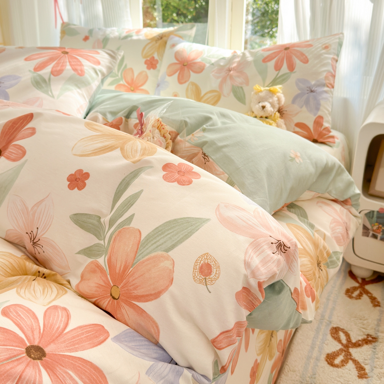 91家纺网 家纺一手货源 找家纺 清雅福 2025新款全棉柔软印花系列四件套 云裳花谷