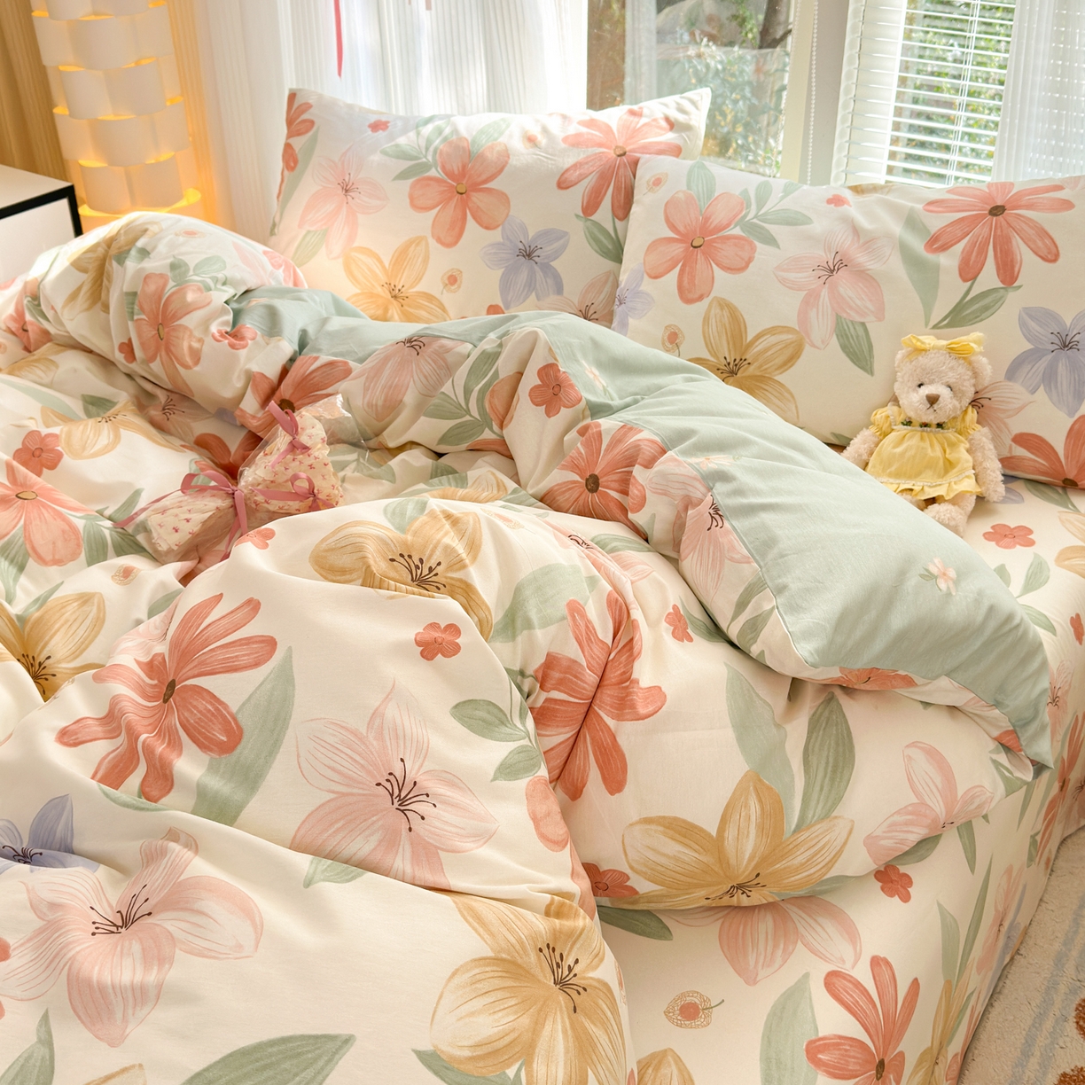 91家纺网 家纺一手货源 找家纺 清雅福 2025新款全棉柔软印花系列四件套 云裳花谷