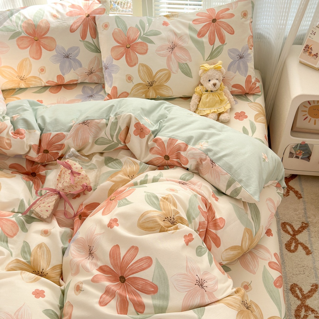 91家纺网 家纺一手货源 找家纺 清雅福 2025新款全棉柔软印花系列四件套 云裳花谷