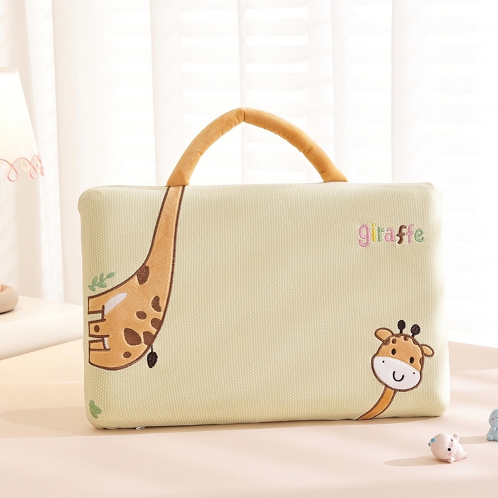 仁宇枕业 2025新款新品柔软亲肤暖绒手提面包记忆枕头枕芯长颈鹿记忆 暖绒长颈鹿手提面包枕-黄色