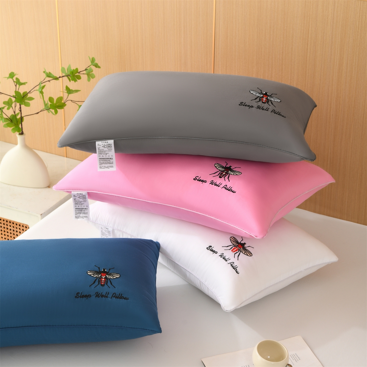 91家纺网 家纺一手货源 找家纺 （总）仁宇枕业 2021新款简约款动物绣花枕芯