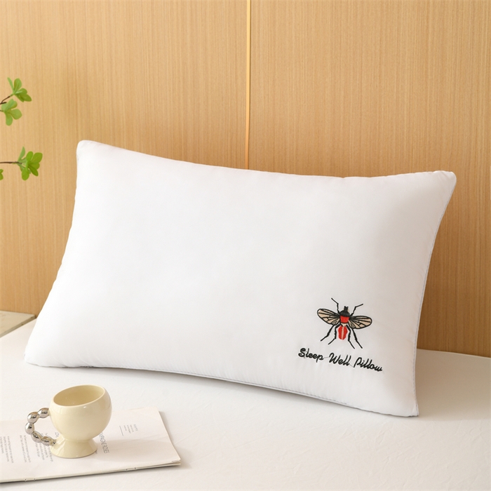 仁宇枕业 2025新款新品蜜蜂款羽丝绒舒适枕头枕芯 蜜蜂单边-白色