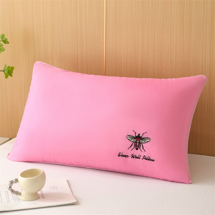 仁宇枕业 2025新款新品蜜蜂款羽丝绒舒适枕头枕芯 蜜蜂单边-粉色