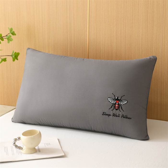 仁宇枕业 2025新款新品蜜蜂款羽丝绒舒适枕头枕芯 蜜蜂单边-灰色