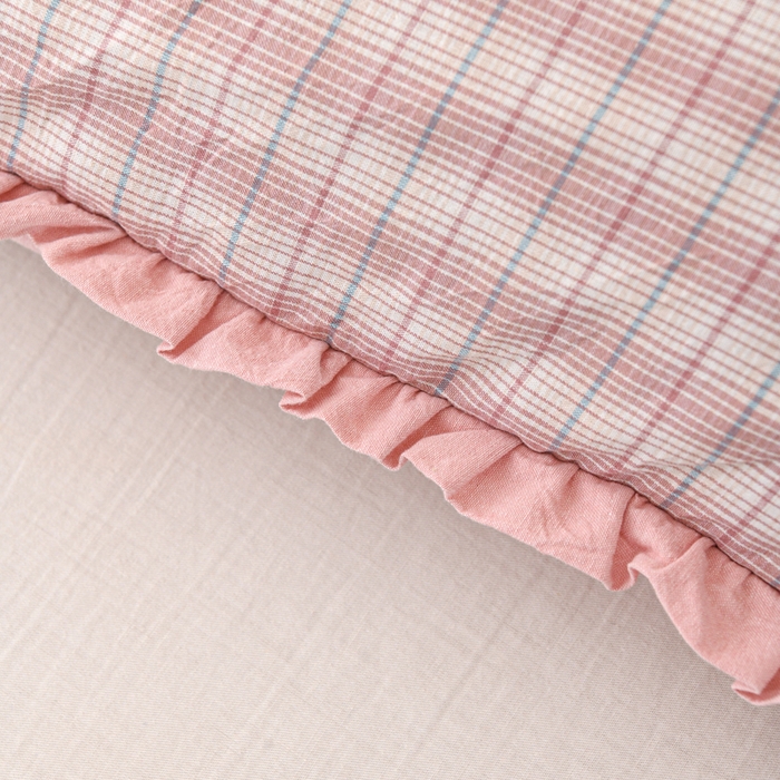 91家纺网 家纺一手货源 找家纺 仁宇枕业 2025新款新品花边毛巾绣全荞麦枕头枕芯 花边毛巾绣荞麦枕-粉色兔