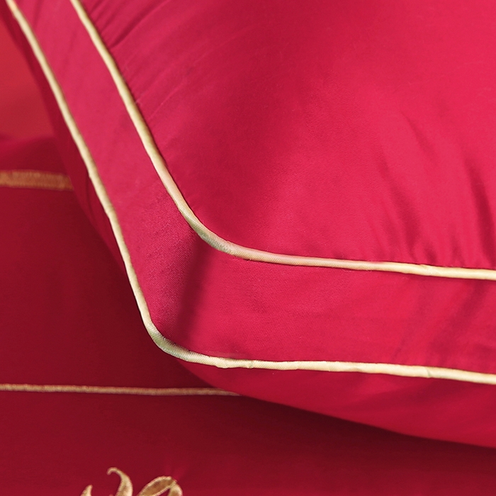 91家纺网 家纺一手货源 找家纺 贤内助家纺 2025新款全棉大红婚庆枕芯枕头护肩枕舒适枕羽丝枕 永结同心 48*74cm/只